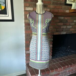 Clover Canyon Geometric Print Scuba Neoprene Bodycon Sleeveless Dress Sz M
